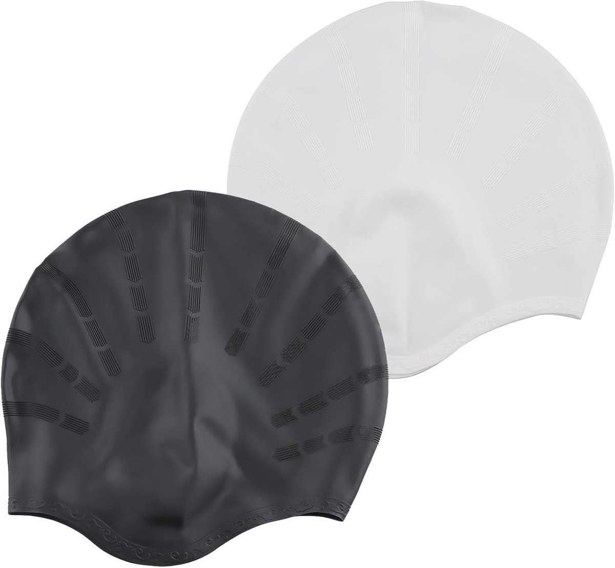 Set van 2 Siliconen Zwemcaps voor Dames en Heren, Met Oorbescherming, Geschikt voor Lang Haar, Waterdicht en Comfortabel, Ideaal voor Zwemtraining en Recreatief Zwemmen