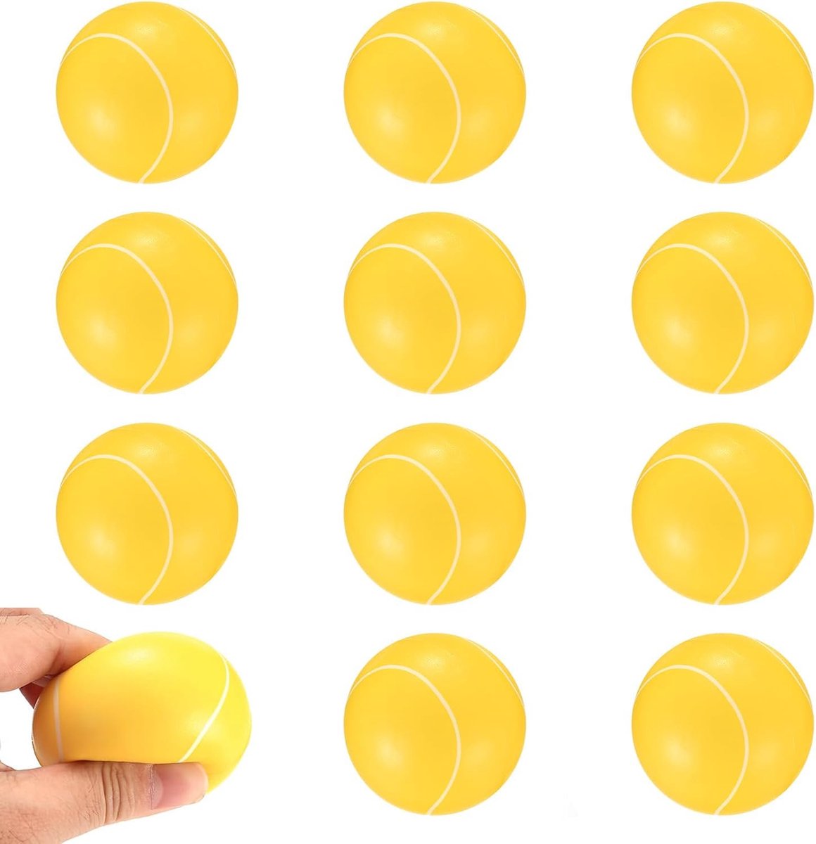 Thijox - 12 Stuks Schuimballen 6 cm Zachte Schuimrubberen Tennisballen voor Kinderen en Volwassenen, Plezier en Angstvermindering, Ideaal voor Feest,