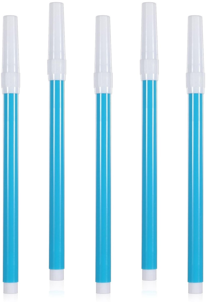 Dailygoods- Naaien Markers 5-delig Set - Wasbare Stoffen Markeringen - Uitwisbare Inkt - Hydrolytische Pen - Tijdelijke Markering - 16,5 cm lang - Stofmarkeerders