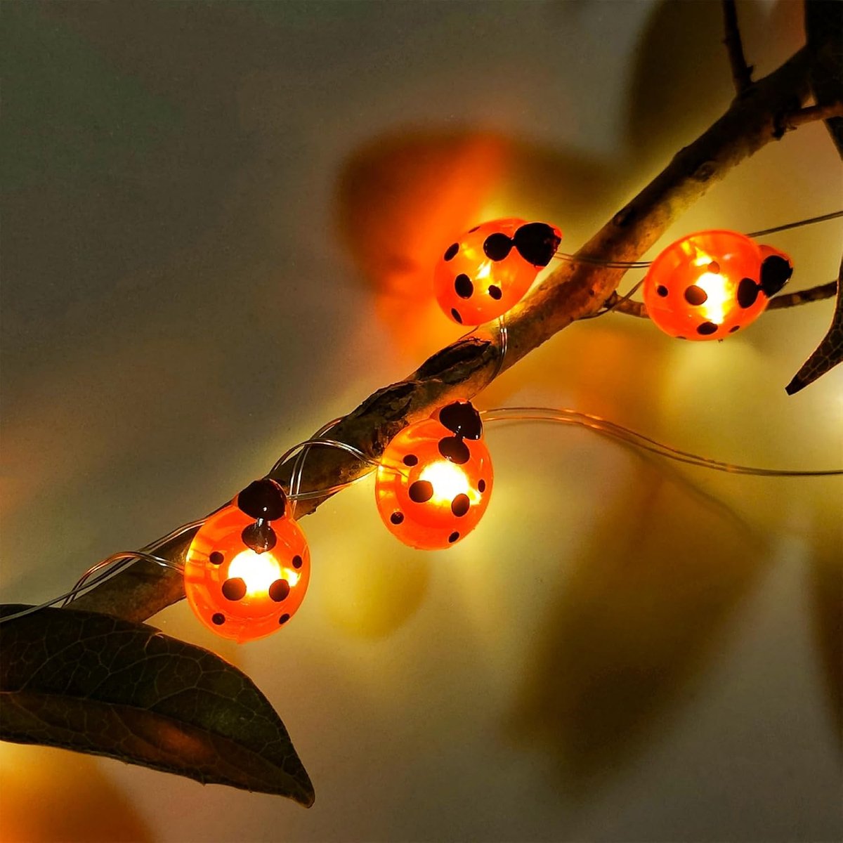 Thijox - ENLACE LED Lieveheersbeestje Lichtsnoer 1M met 10 Rode LED's - Batterij Aangedreven Decoratie voor Bruiloften, Feesten, Tuin, Kerstmis en Len