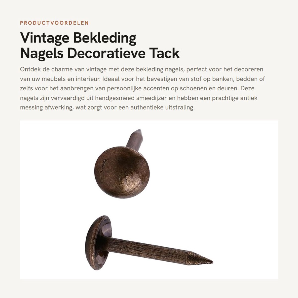 Dailygoods- Bekleding Nagels 100st Vintage - Decoratieve Tack Studs - Antiek Messing - Handgesmeed Smeedijzer - Stevig en Duurzaam - Voor Meubels en Foto's - Decoratieve Spijkers