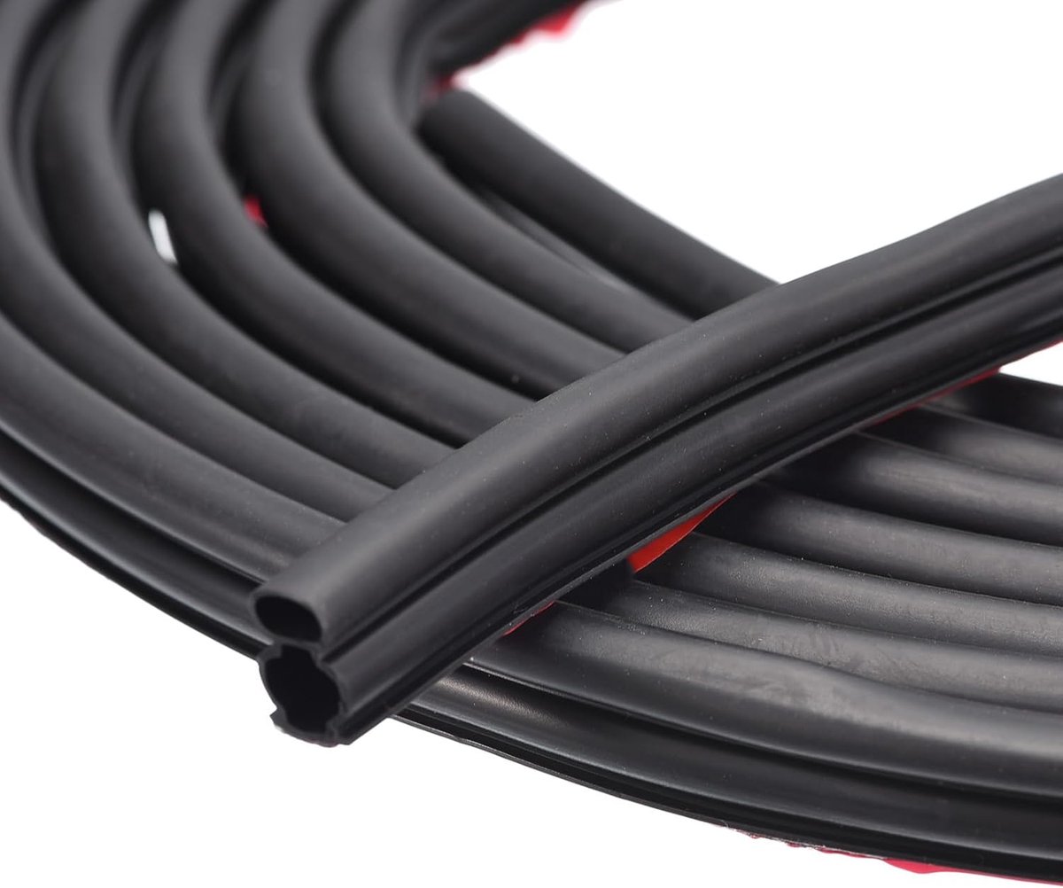 SnelShoppen - Weatherproof Afdichtstrips voor Deuren en Ramen, 3m x 10mm, Zelfklevende Rubber Sealing Tape, Geluidsisolatie voor 8-9mm Openingen, Zwar