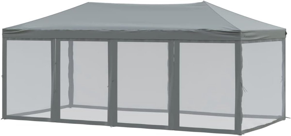 Partytent Inklapbaar - Prieel Paviljoen - Feestelijke Bijeenkomsten - UV-bestendig Waterafstotend - 3x6 Meter - Antraciet