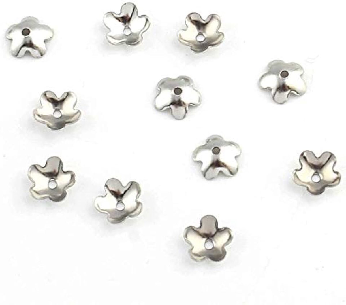 Roestvrij stalen parelkappen, parelkappen, bloemen, 6 mm tussenstukken, eindkappen, metalen kralen, 20 stuks M229