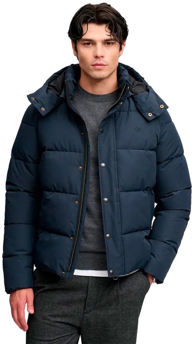 Superdry Jas Premium Hood Puffer Jkt M5012429a Eclipse Mannen Blauw