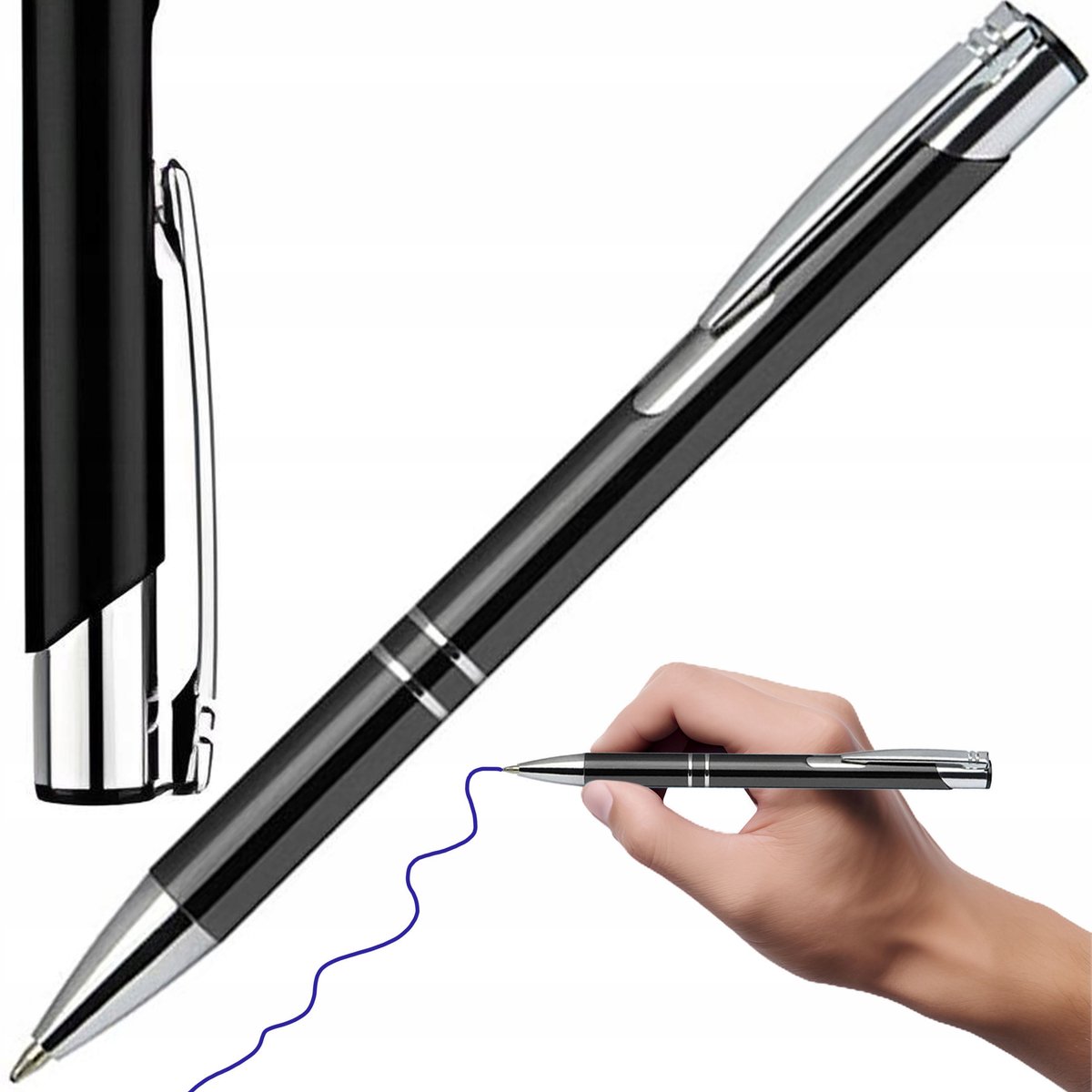 Metaal KOSMOS Zwart Promotie Pen - Blauwe Inkt, 1 Stuk