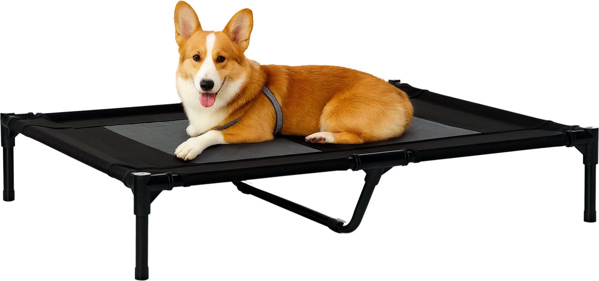 PawHut verhoogd hondenbed - Oxford-stof - 92x76x18cm - Zwart