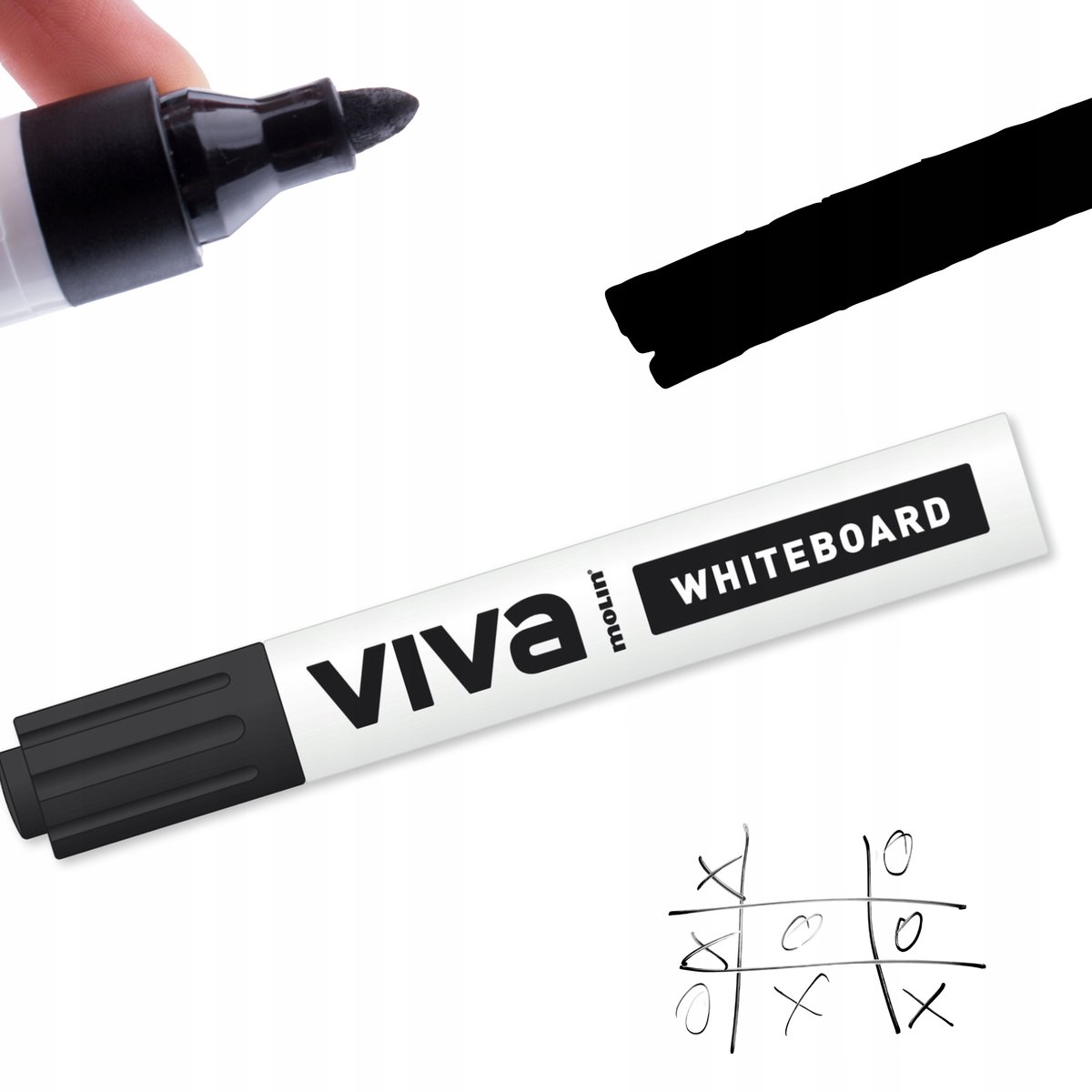 Zwarte VIVA whiteboardmarkers, droog uitwisbaar, 1 stuk