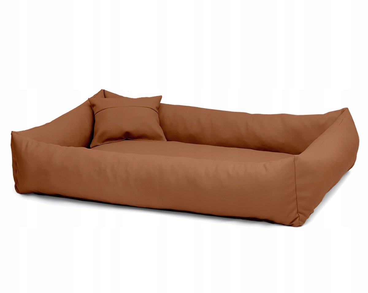 Luxe Hondenkussen Elmo - Eco-leer 70x50cm - Maat S - Caramel