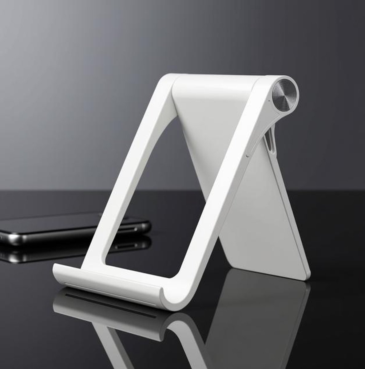 Huis Geluk Telefoonstandaard Universeel, Inklapbare Houder voor iPhone en Samsung, Zwart
