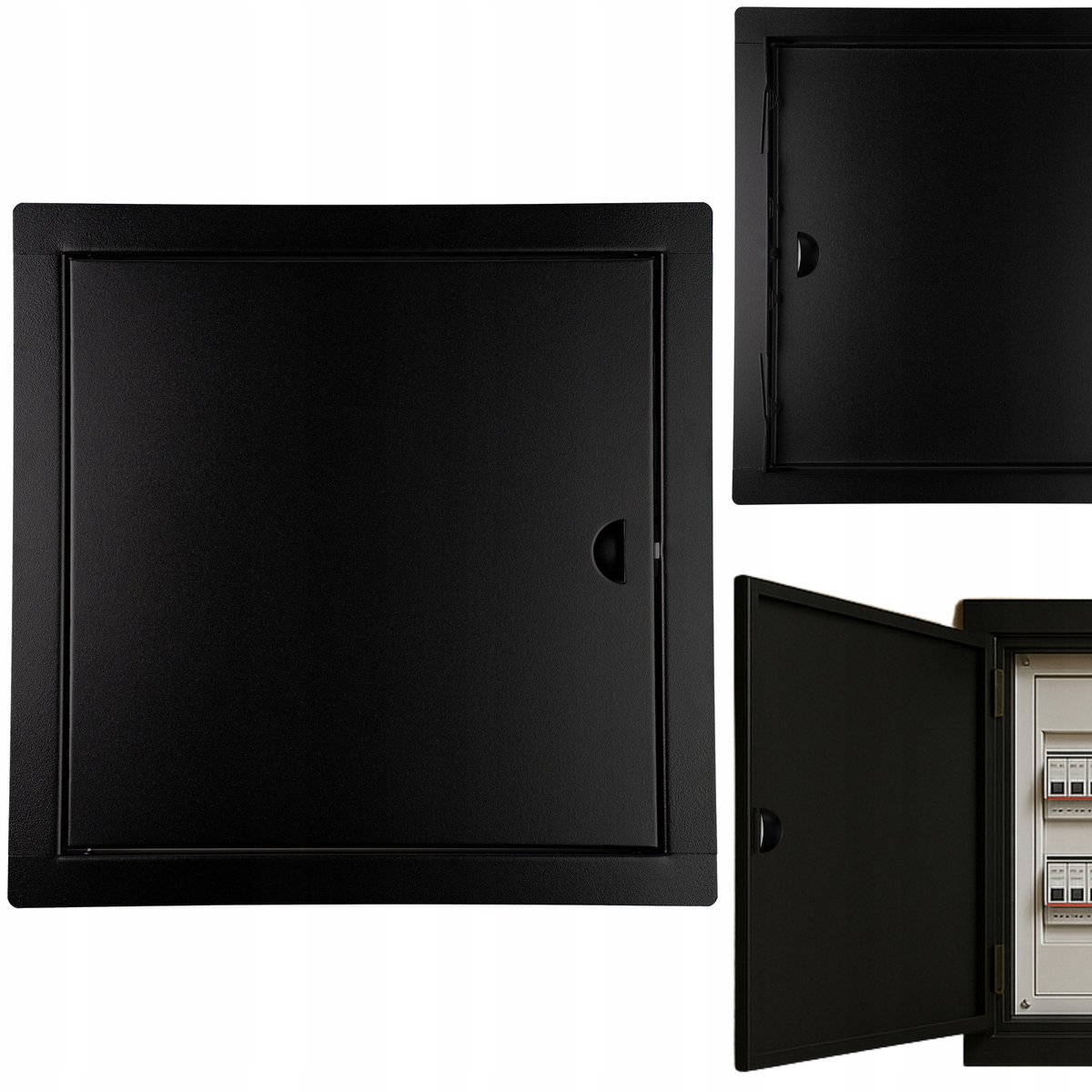 Zwart metalen inspectieluik 60x60 cm met klikslot