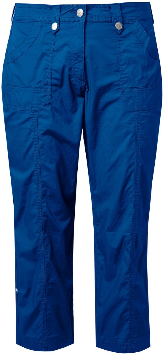 Ulla Popken - Dames - 7/8-cargohose oprolbandje voor broekspijp - Kobaltblauw - Maat 52
