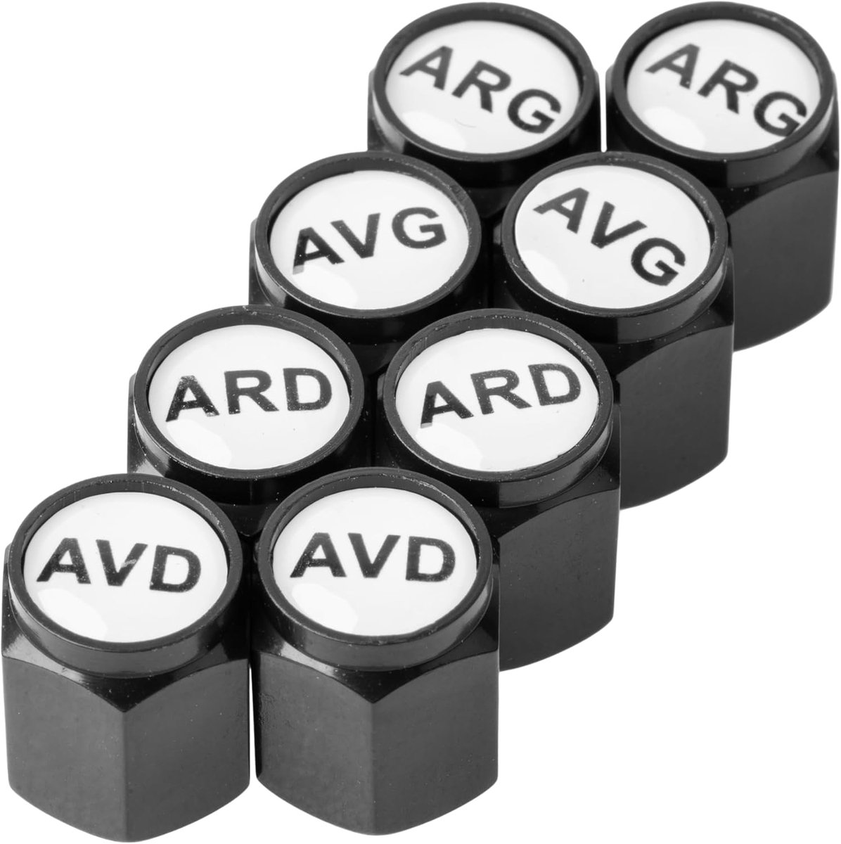 Ventieldopjes van hard plastic, 8 stuks, in zwart, met opschrift Frankrijk, voor auto- of Schraderventielen, bandenmarkers voor auto's, wielmarkeringsventieldopjes met zegel