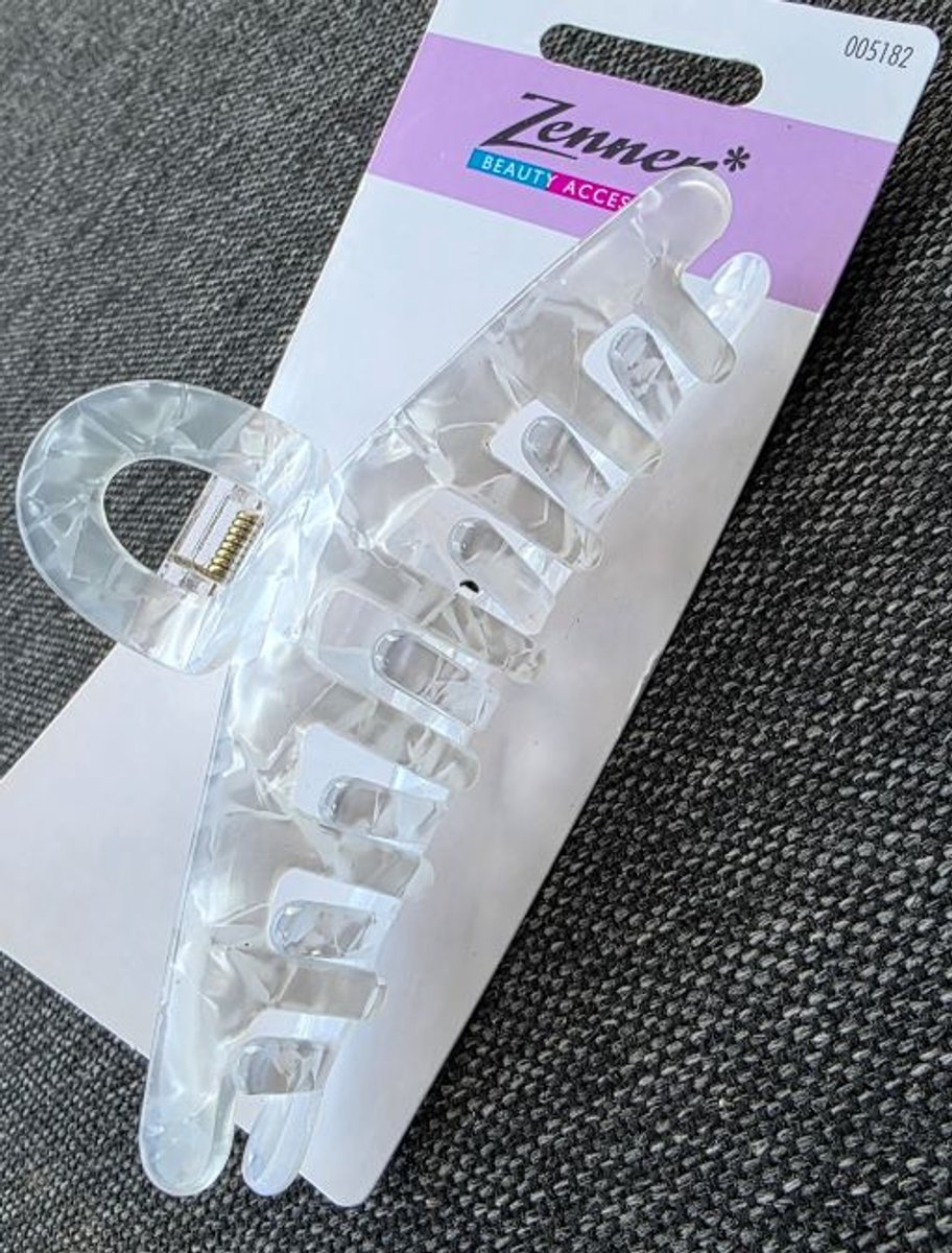 Zenner haarklem wit transparant acetaat - large - 10,5 x 5 cm - haarclip - groot - sierklem luxe