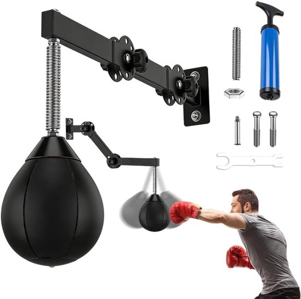 Muurboksen met Hangende Punching Ball, Speed Ball voor Thuis Gym, Training en Stressverlichting - Ideaal voor Fitness en Coördinatie
