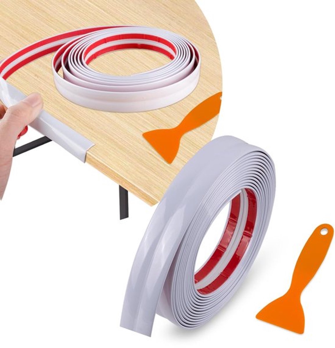 Badafdichtingsstrip, Waterdichte Plakband, Zelfklevende Afdichtingstape met Dichtingsgereedschap voor Toilet, Bad, Douche, Wandhoek, Keuken