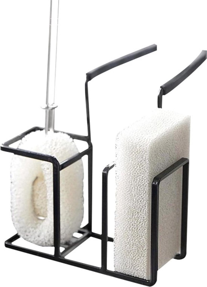 Sponshouder - Keukenaccessoires - Antislip - Hangende organizer - Spoelbak Caddy - Thuisgebruik - Schoonmaakgereedschap - Keuken - Organizer - Zwart