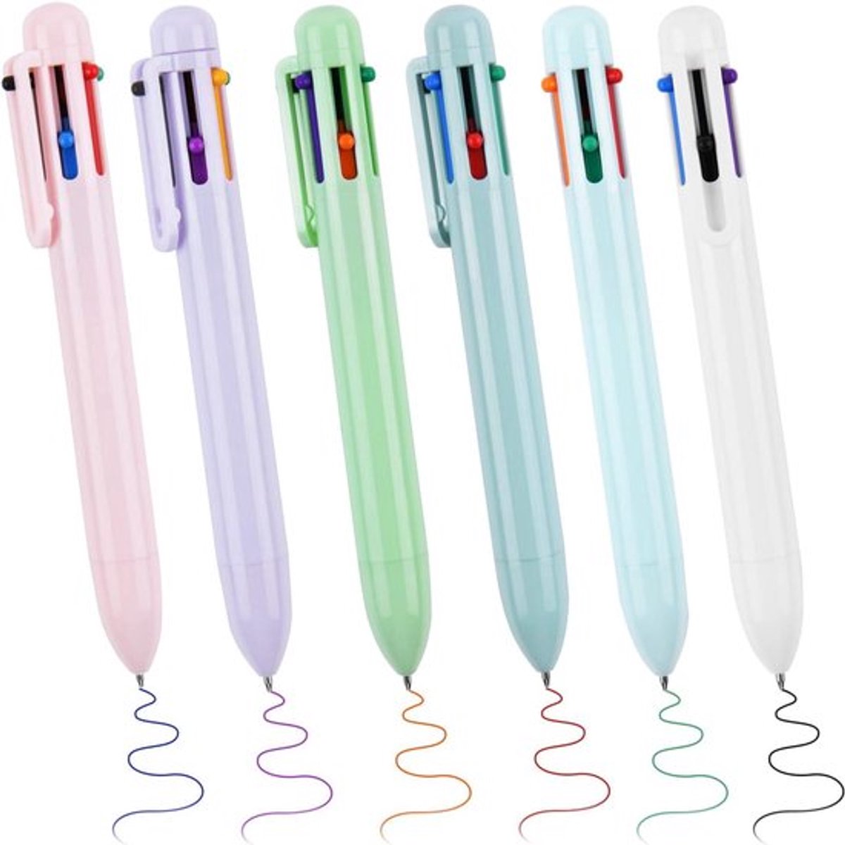 Intrekbare balpennen 6-pack - ideaal voor kantoor, school, studenten en kinderen - cadeau-idee .