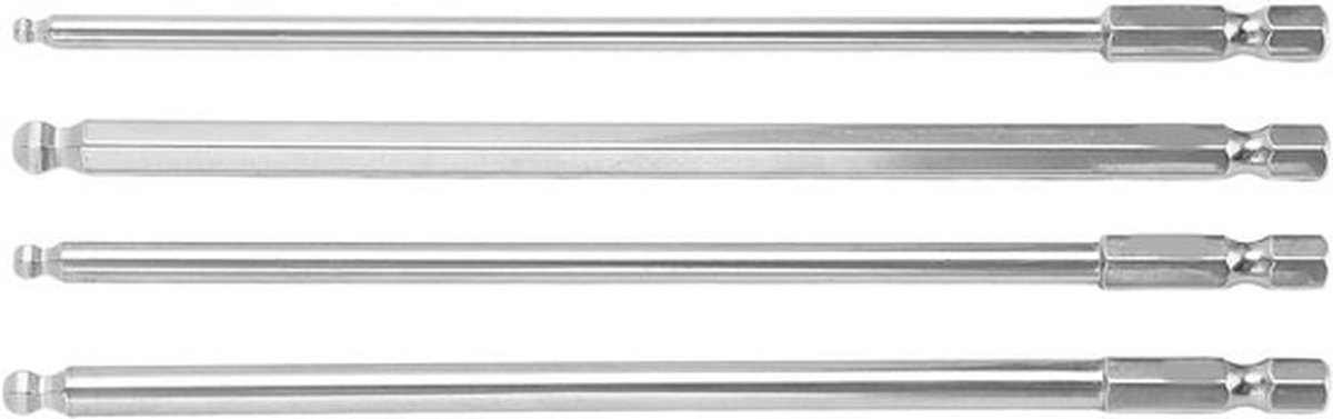 Gereedschapset met 4 Hex Schroevendraaier Bits - Staal - Magnetisch - 1/4 inch Hex Schacht - 150mm - Auto Onderhoud Gereedschap - Geschikt voor Diverse Modellen - Zwart.