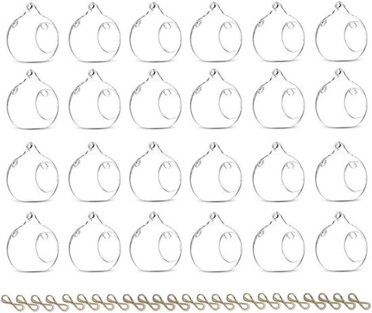 Hangende theelichthouders van glas, 24 stuks, 80 mm - Terrariumdecoratie voor bruiloften en sfeervolle verlichting