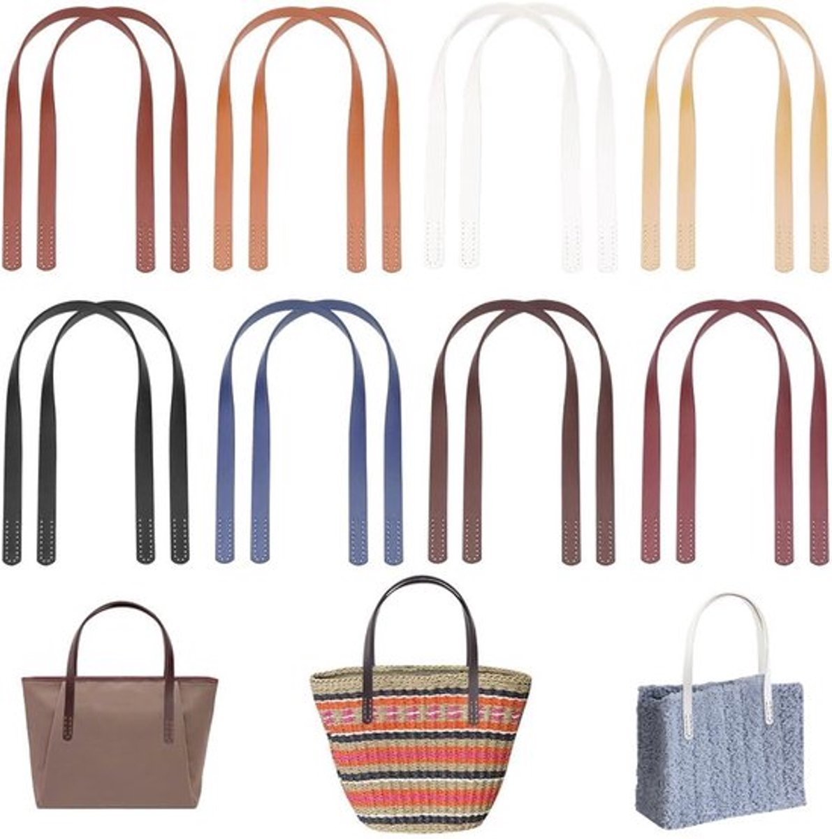 16 Stuks PU Leren Tas Handvatten van 59.7 cm, Vervangende Schouderbanden voor Handgemaakte Tassen in 8 Kleuren