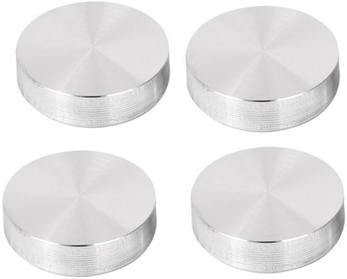 Glazen Tafel Top Adapter - Aluminium Schijf - Zilverkleurig - 30mm - 4 Stuks - Geschikt voor Glazen Tafels
