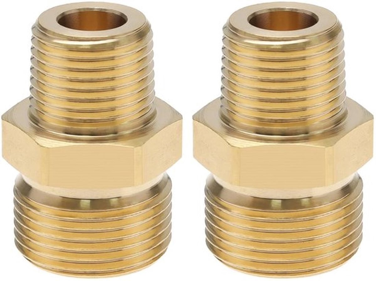 Messing Hogedrukreiniger Koppeling Adapter Fitting Goud 4500 PSI Slang Connector Geschikt voor Generac en Simpson 2 Stuks