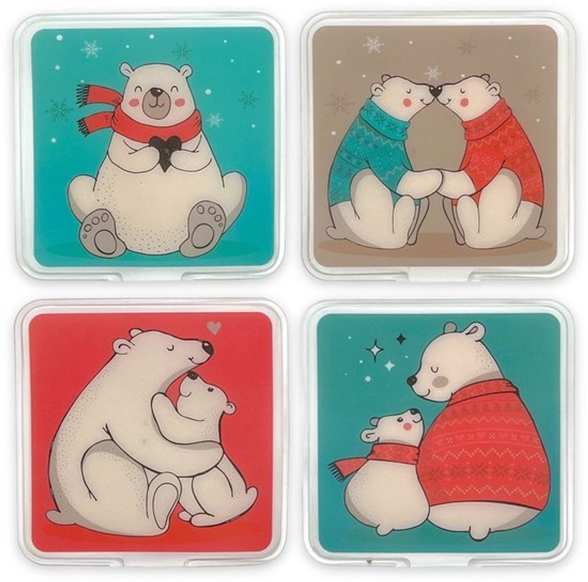 Handwarmers Oplaadbaar - Herbruikbare Handwarmers - Set van 4 - Knuffelige IJsberen - Tot 55 °C - Huidvriendelijke Kunststof Hoes - Zakwarmers
