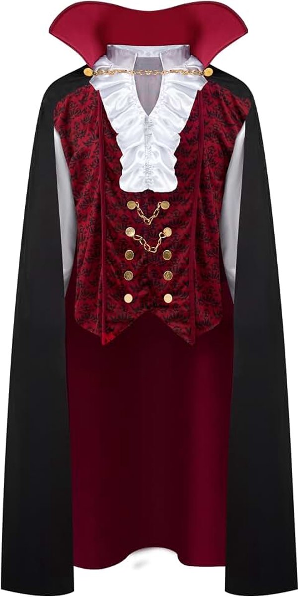 Creations Vampierskostuum voor heren, voor Halloween, renaissance, middeleeuws, luxe, rollenspel, cosplay