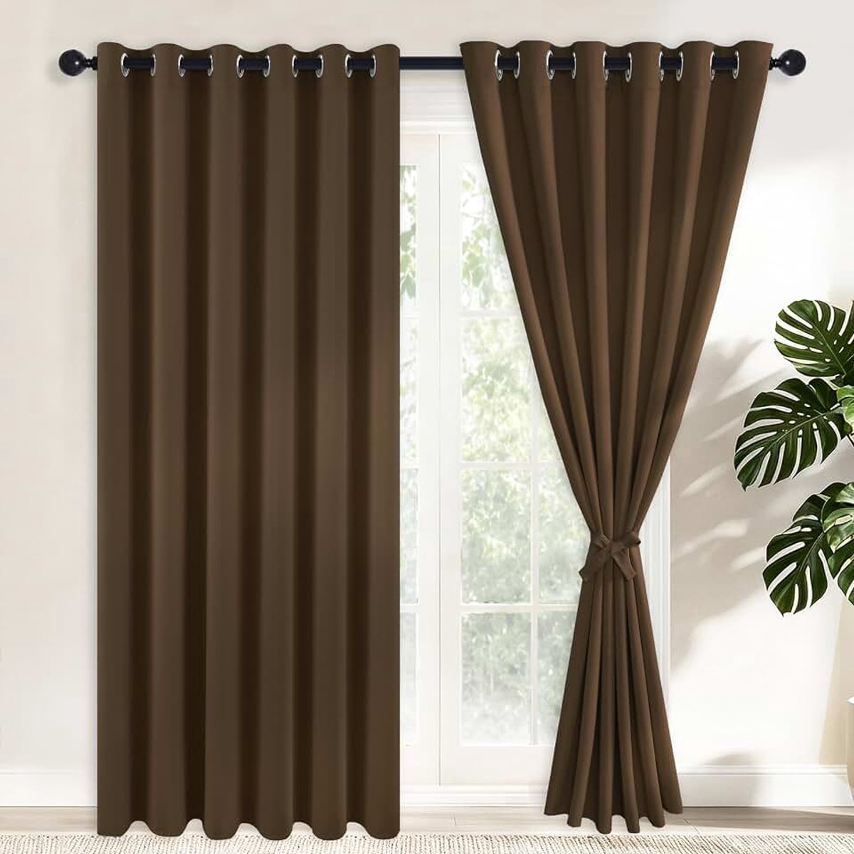 Verduisteringsgordijnen met inslagringen, ondoorzichtige gordijnen, 2 stuks, 228 x 228 cm (breedte x hoogte), zachte schuifgordijnen voor slaapkamer, woonkamer enz.