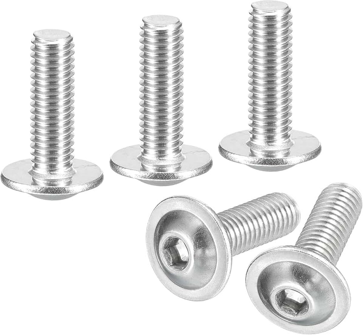 100 stuks inbusschroeven met flenskop, M5 x 16 mm, 304 roestvrij stalen lenskopschroeven, binnenzeskant, volledige schroefdraad voor meubelinstallatie (zilver)