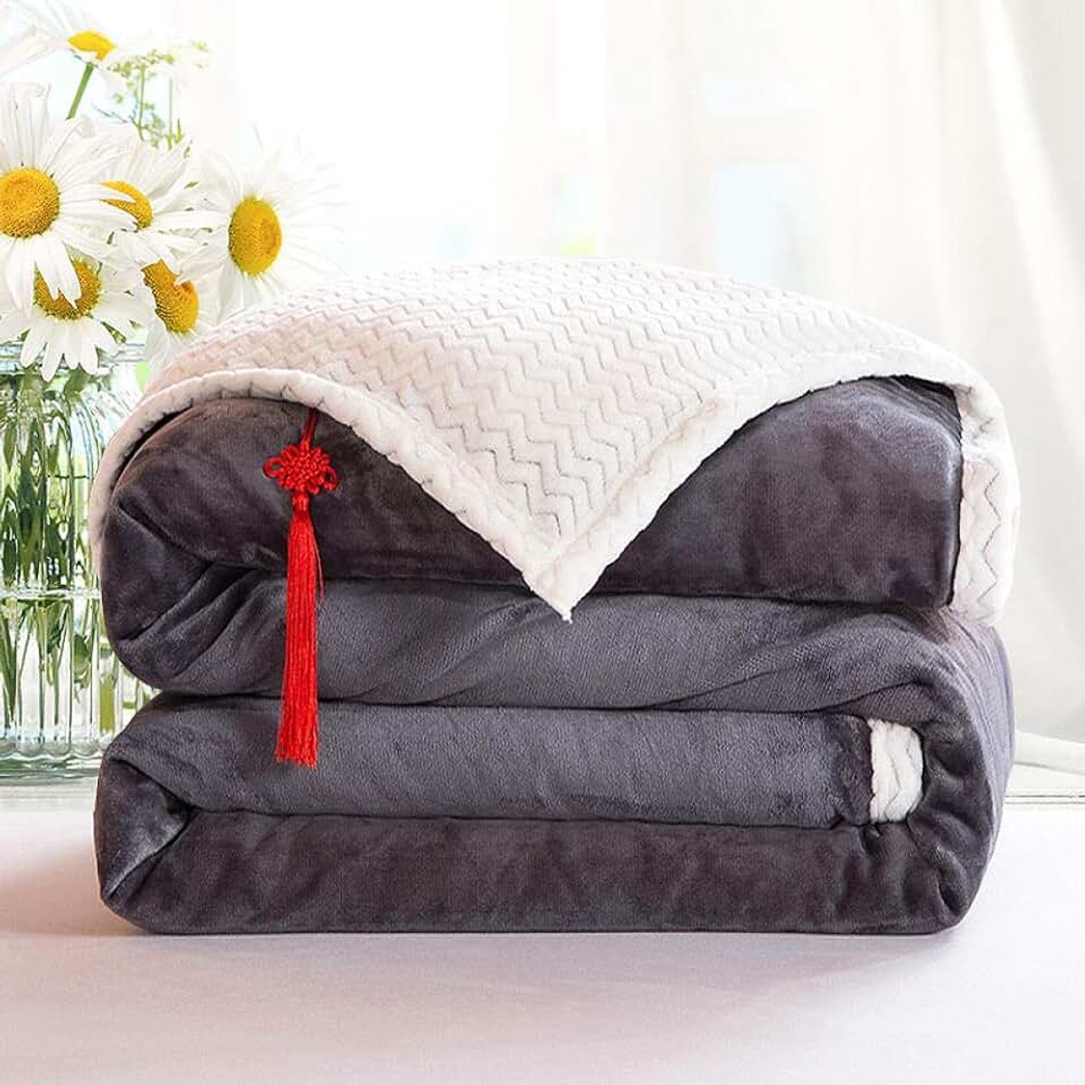Fleece Dekens Zilvergrijs Reisformaat-Superzacht Fluffy Warm Effen Bed Gooit voor Sofa Microfiber Deken-9_200 cm X 230 cm