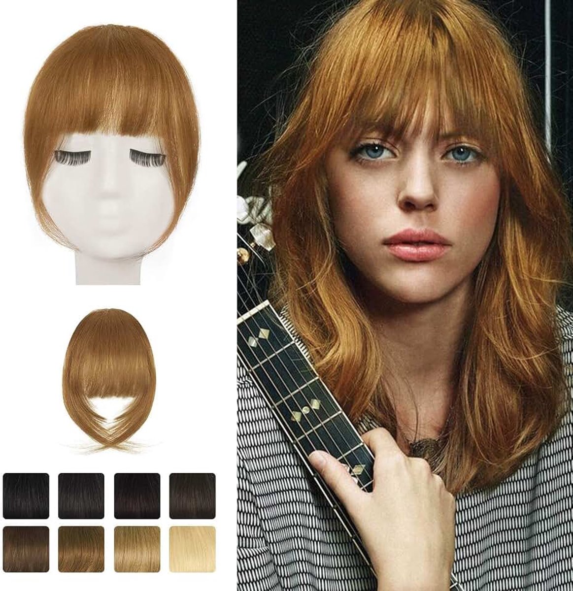 Clip in franje, 100% human hair extensions clip in Franse pony Nette pony met Tempels Clip op pony echt haar voor vrouwen natuurlijke kleur wasbaar/Dye-able