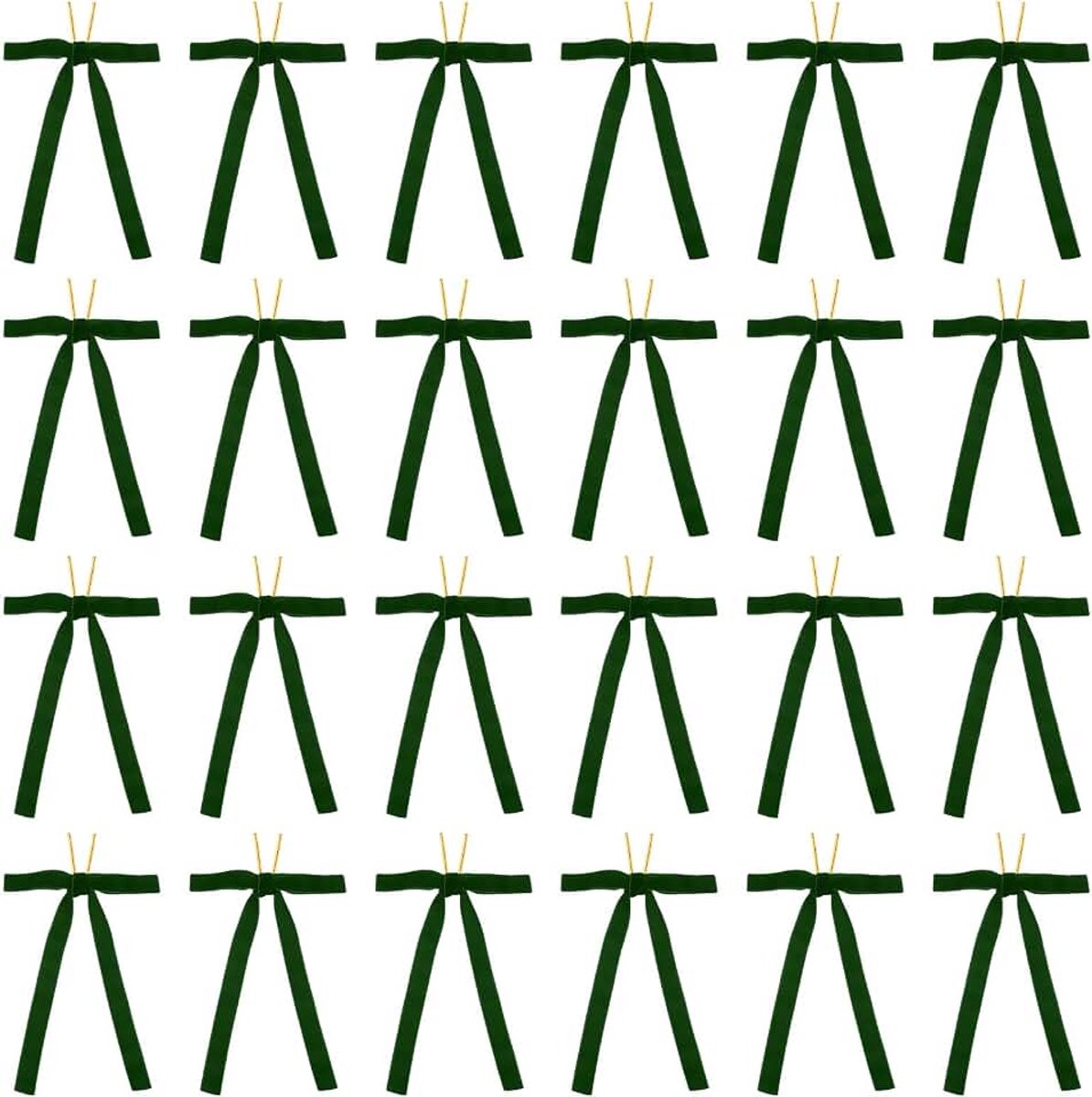 Strikken, 24 stuks fluwelen ornamenten lint geschenkstrikken vintage krans boog voor kerstboom bruiloft verjaardagsfeestjes decor, groen (5/8 inch breed, 12,5 x 18 cm)