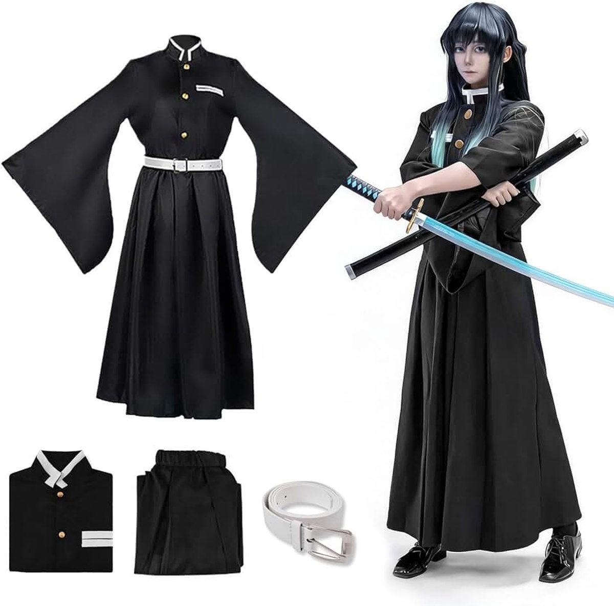 Anime Kostuum, Giyuu/Shinobu/Mitsuri/Muichirou/Tanjiro/Nezuko/Zenitsu Cosplay, Animekostuums voor Mannen en Vrouwen Karakter Kimono Uniform voor Carnaval, Halloween, Anime Conventies