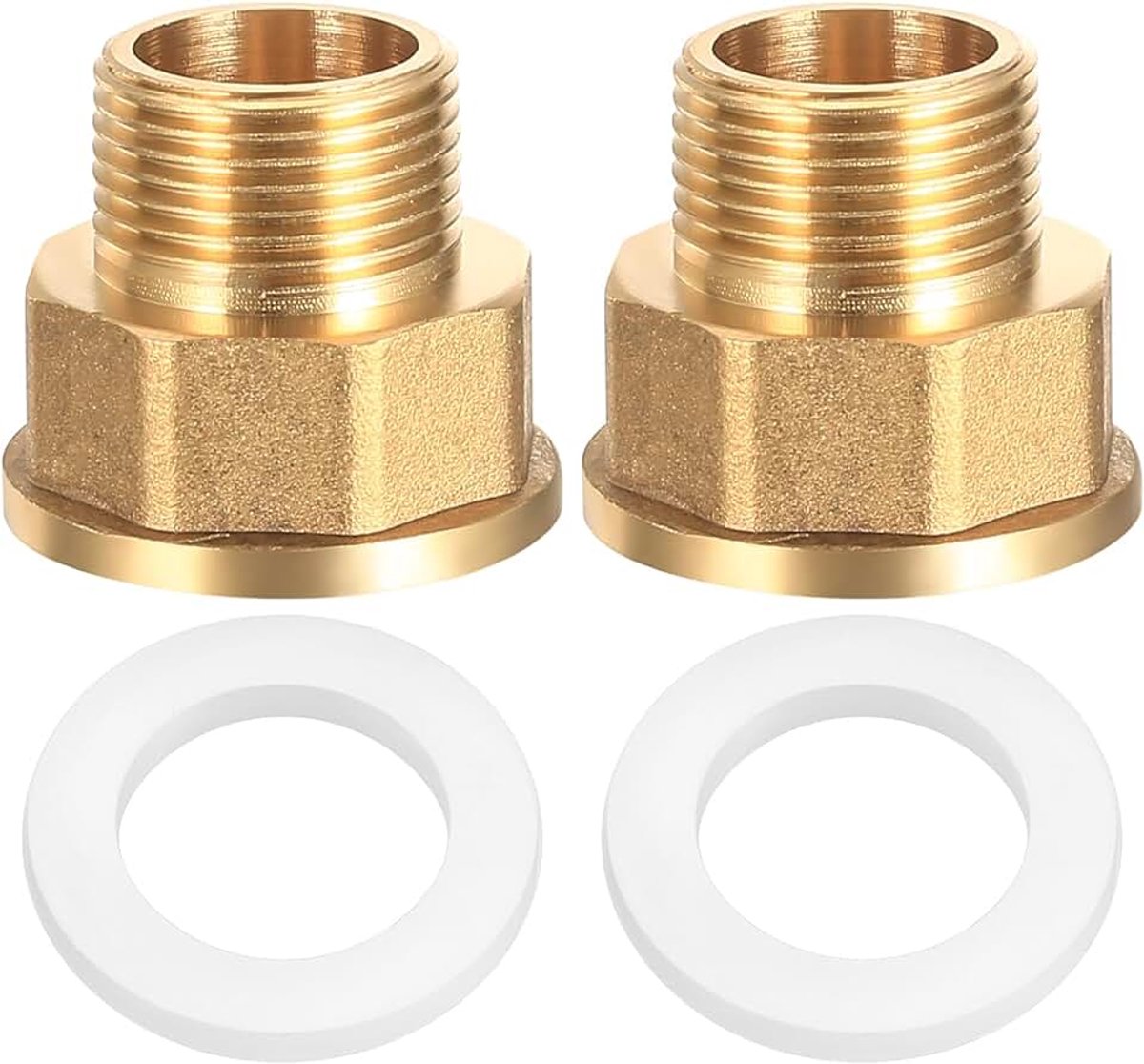 2 stuks reductie 3/4 inch naar 1 inch adapter, messing verloopstuk 3/4 inch naar 1 inch (buiten x binnen), reduceerverlenging AG/IG, schroefdraadfittingen messing fittingen voor het omzetten van