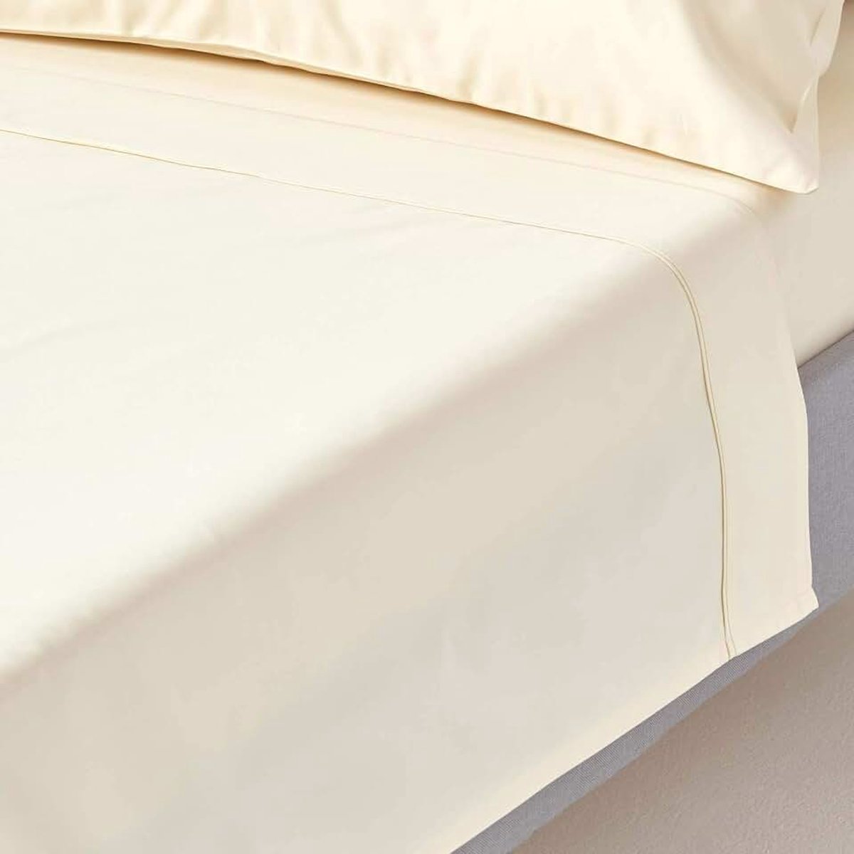 Bedlaken, effen, 100% Egyptisch katoensatijn, draaddichtheid 1000, crèmekleurig, 270 x 300 cm