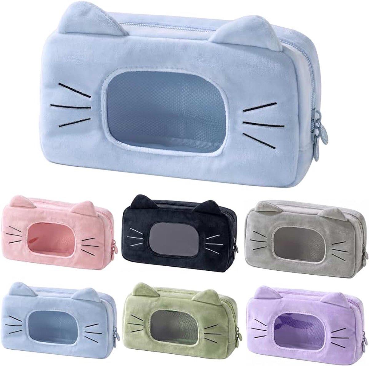 Pennenetui, pennenetui, grote etui voor meisjes, kinderen en volwassenen, etui, blauw, Schattig