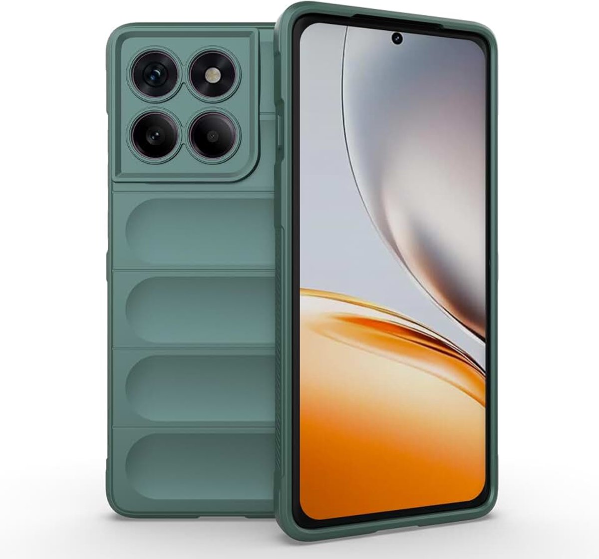 Silicone Case voor Motorola Edge 60 Pro – Antibacteriële Bescherming, Krasbestendige Microvezelvoering, Schokbestendig Gelrubber Hoesje, Groen