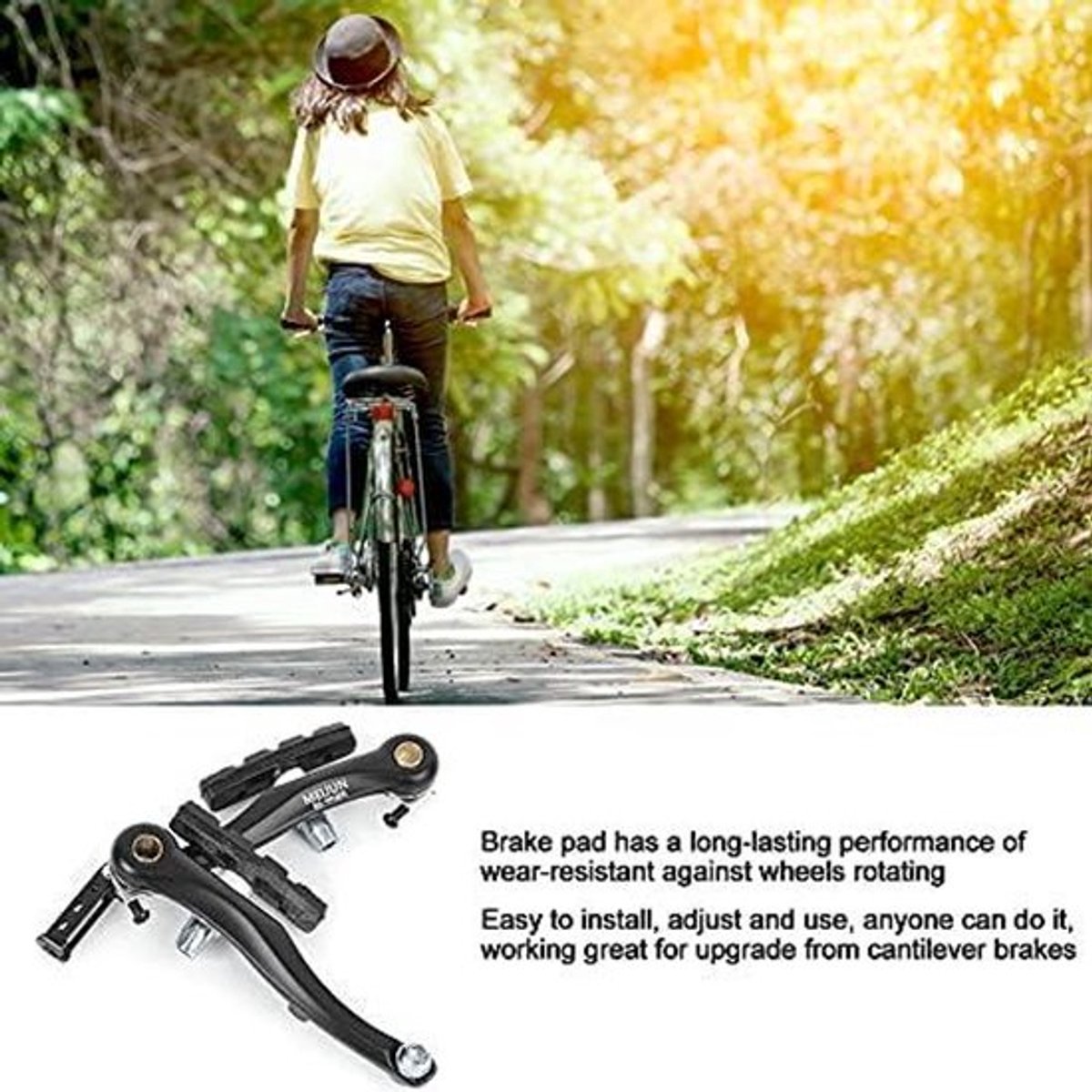Fietsrem Set - Mountainbike - Aluminium - V-Brake - Zwart - Wielrennen - Voor & Achter - Geschikt voor Mountainbike Fietsen.