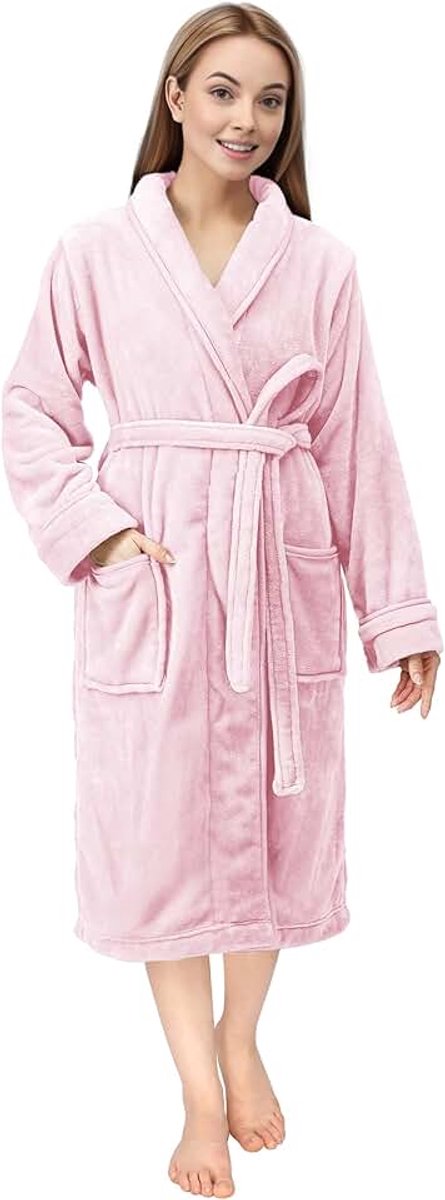 Threads Luxe Jurkenjurk voor Vrouwen Super Soft Fleece Badjas Gezellige Sjaalkraag Loungewear en Nachtkleding