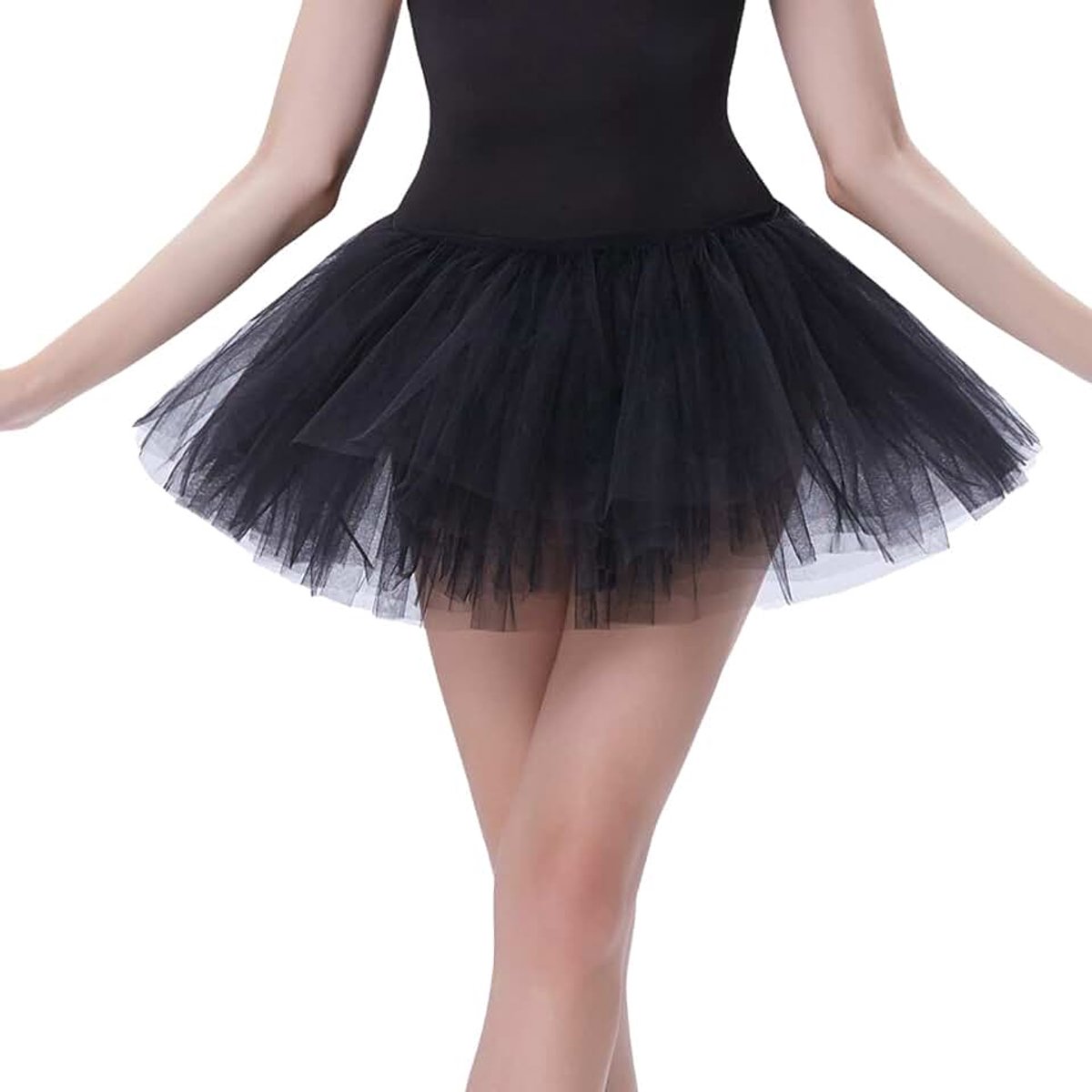 Rok voor dames, dansjurk voor dames, tutu-rok, minirok, 4 lagen, petticoat | Dansjurk, rekbare tutu-rok, balletrok, tule rok voor feestjes
