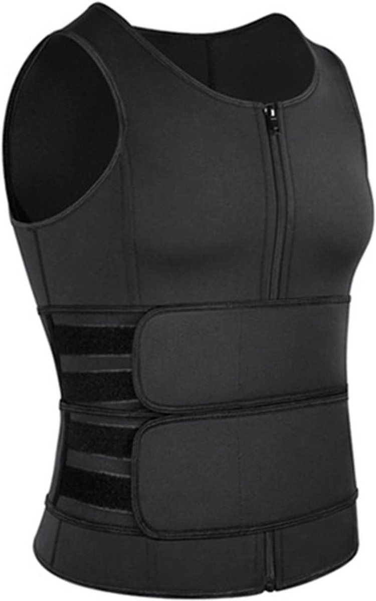 Lichaamsvormende vest voor heren - Gym Sweat Sauna-vest - Zwart XXL - Ademend en Slankmakend