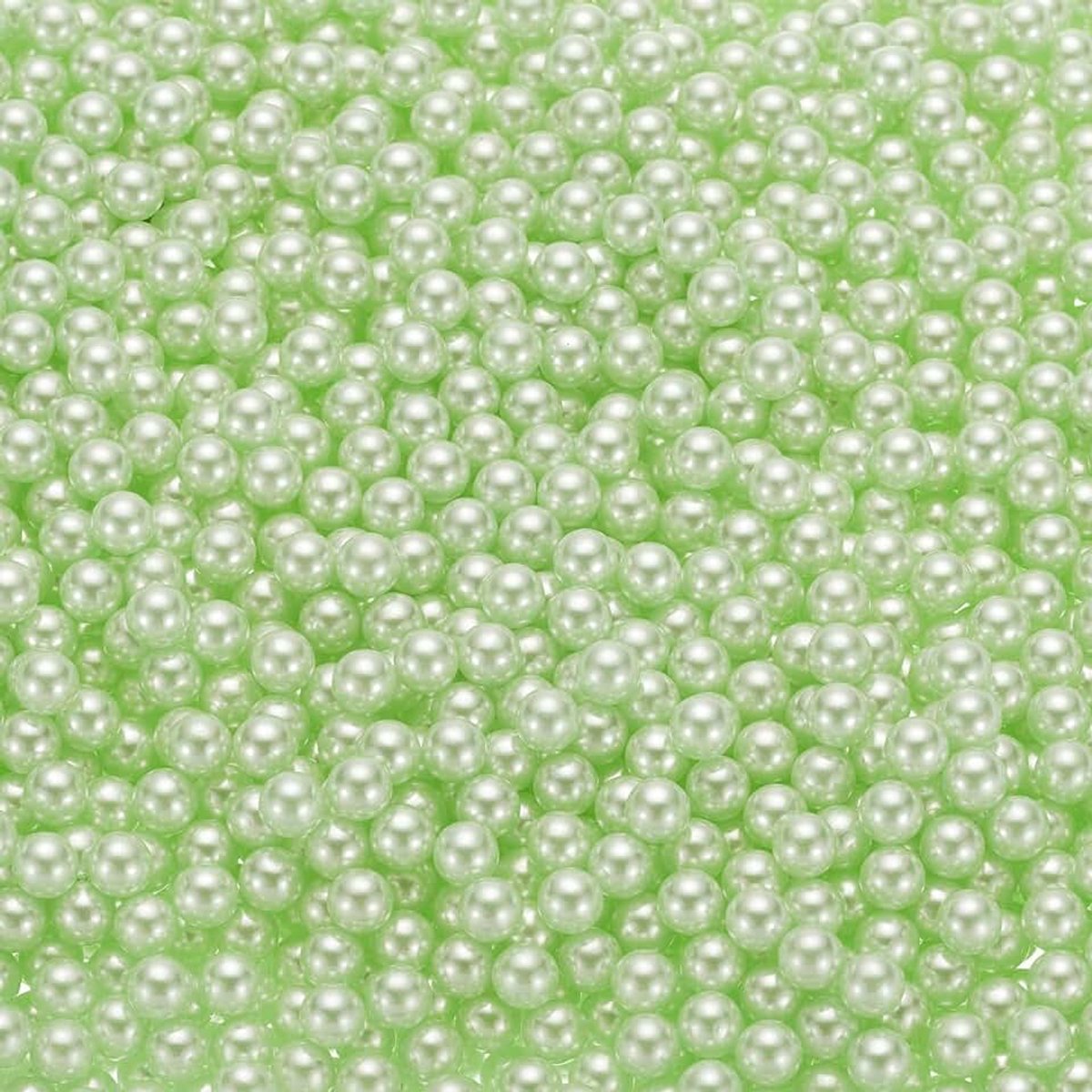 Kunstparels, verwerking van kunstparels, 6 mm, zonder gat, ronde kralen, ABS, voor het maken van vazen, sieraden maken, vulstoffen, cosmeticadozen, tafeldecoratie, huis, lichtgroen, 2500