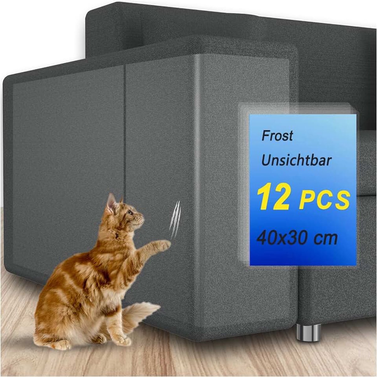 Krasbescherming voor bank, kat, 12 stuks, 30 cm x 40 cm, kattenbank, krasbescherming voor deur en hond