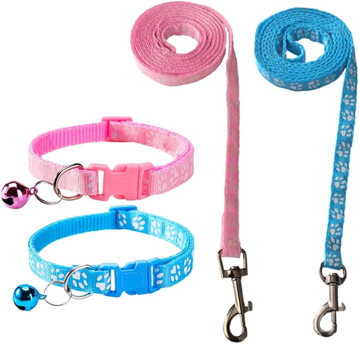 2 stuks puppyhalsbanden met riem, hondenhalsband en riem, verstelbaar, voor puppy's, kleine en middelgrote honden