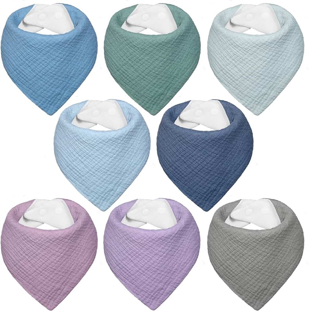 Slabbetjes voor Baby, Driehoekige Babysjaal van Mousseline, Kwijlslabbetjes voor Jongens en Meisjes, Zeer Absorberend en Verstelbaar, 8 Stuks