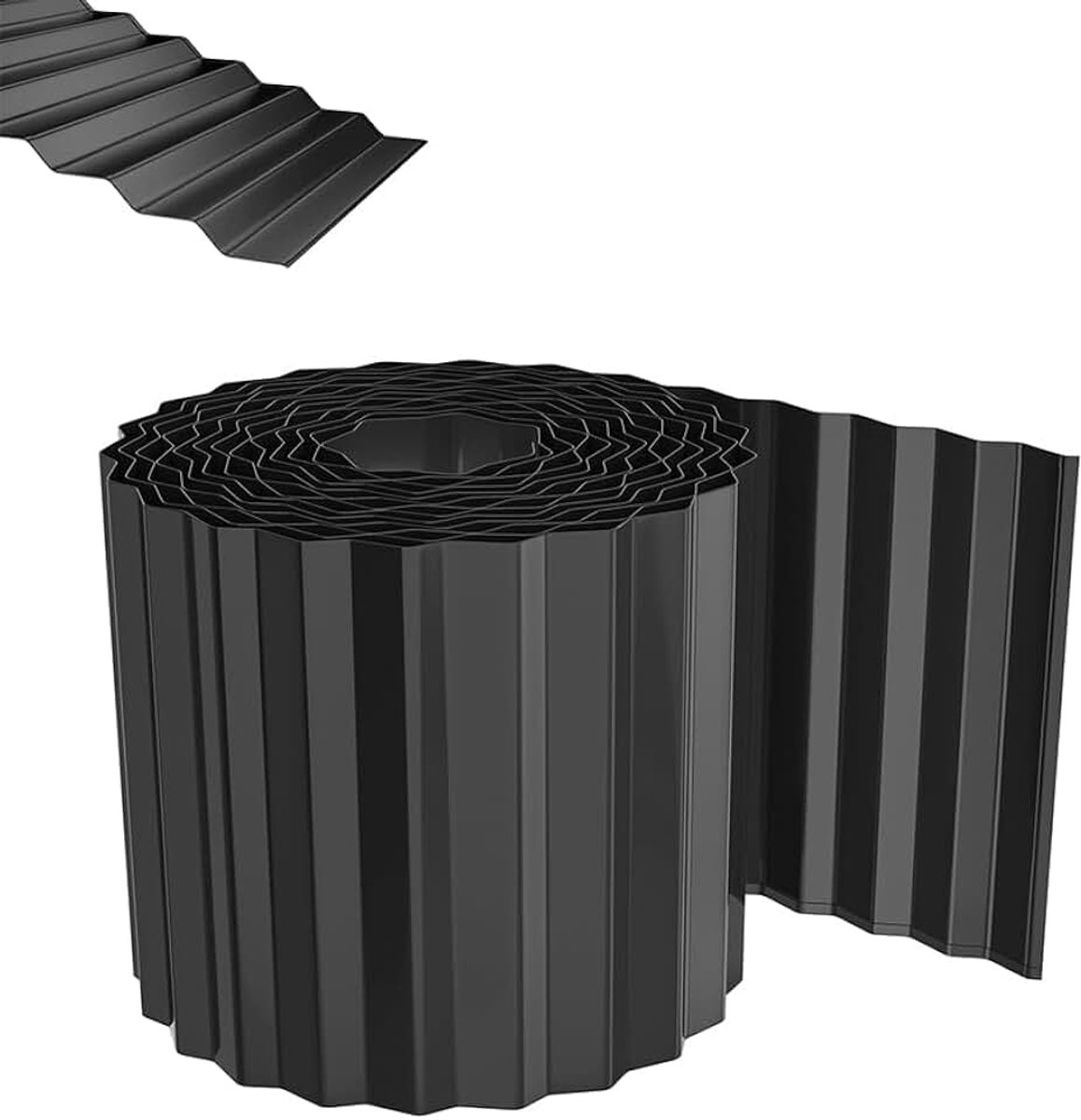 Gazonrand, metaal, 5 m, golven, verzinkt, bloembedbegrenzing, 15 cm hoog, gazonrand, ideaal voor gazonbegrenzing, flexibele borderrand voor tuinliefhebbers en landschapsarchitectuur, antraciet