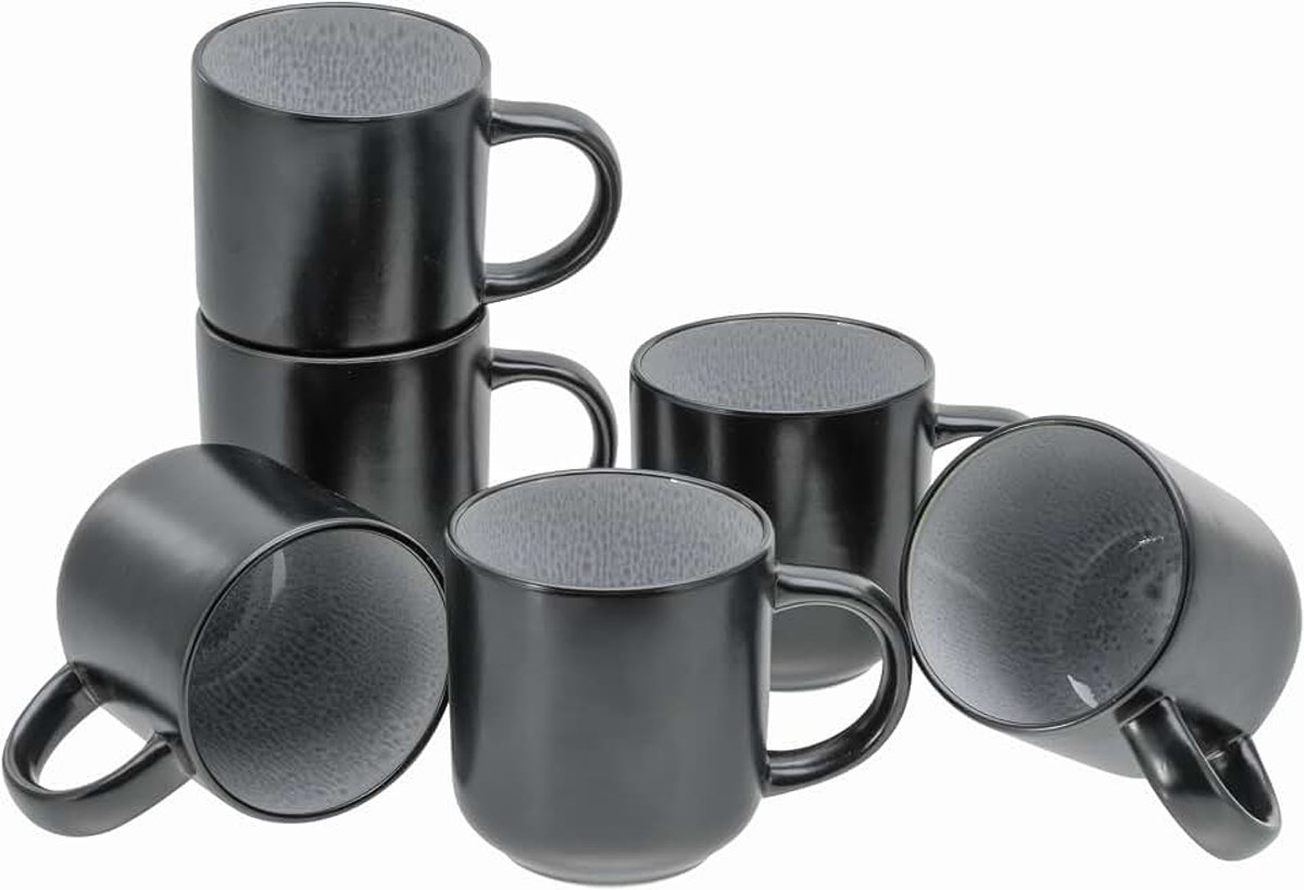 21522, serie Nordic Fjord, 6-delige serviesset, koffiebekerset van aardewerk, vaatwasser- en magnetronbestendig, kwaliteitsproductie
