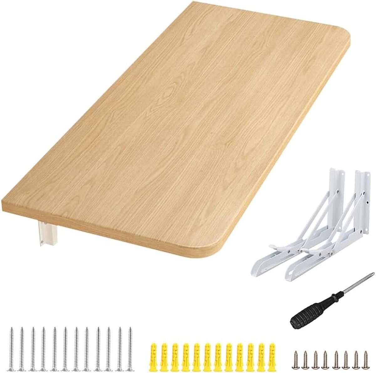 Wandtafel, inklapbaar, klaptafel, ruimtebesparend voor wandmontage, keukentafel, eettafel, bistrotafel, buffettafel, hangtafel, computertafel, zwevend zwevend-60 * 30 * 1,6 cm-walnootkleur